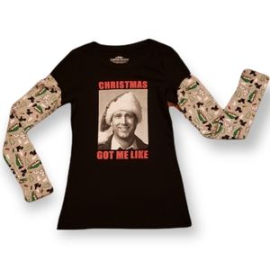 NWT NATIONAL LAMPOON'S Christmas Vacation Layered Look Tee - Size S  (3-5)